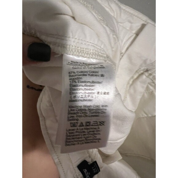 J. Crew Button Front Tie Waist Pant Chino White High Rise Straight 32 Tall NWT - Picture 4 of 4